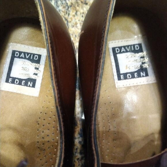 David Eden Brown Square Toe Lace Up Leather Derby Dress Shoes Men's Size 13 - Picture 12 of 13